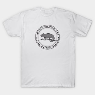 Chameleon - We All Share This Planet - animal design on white T-Shirt